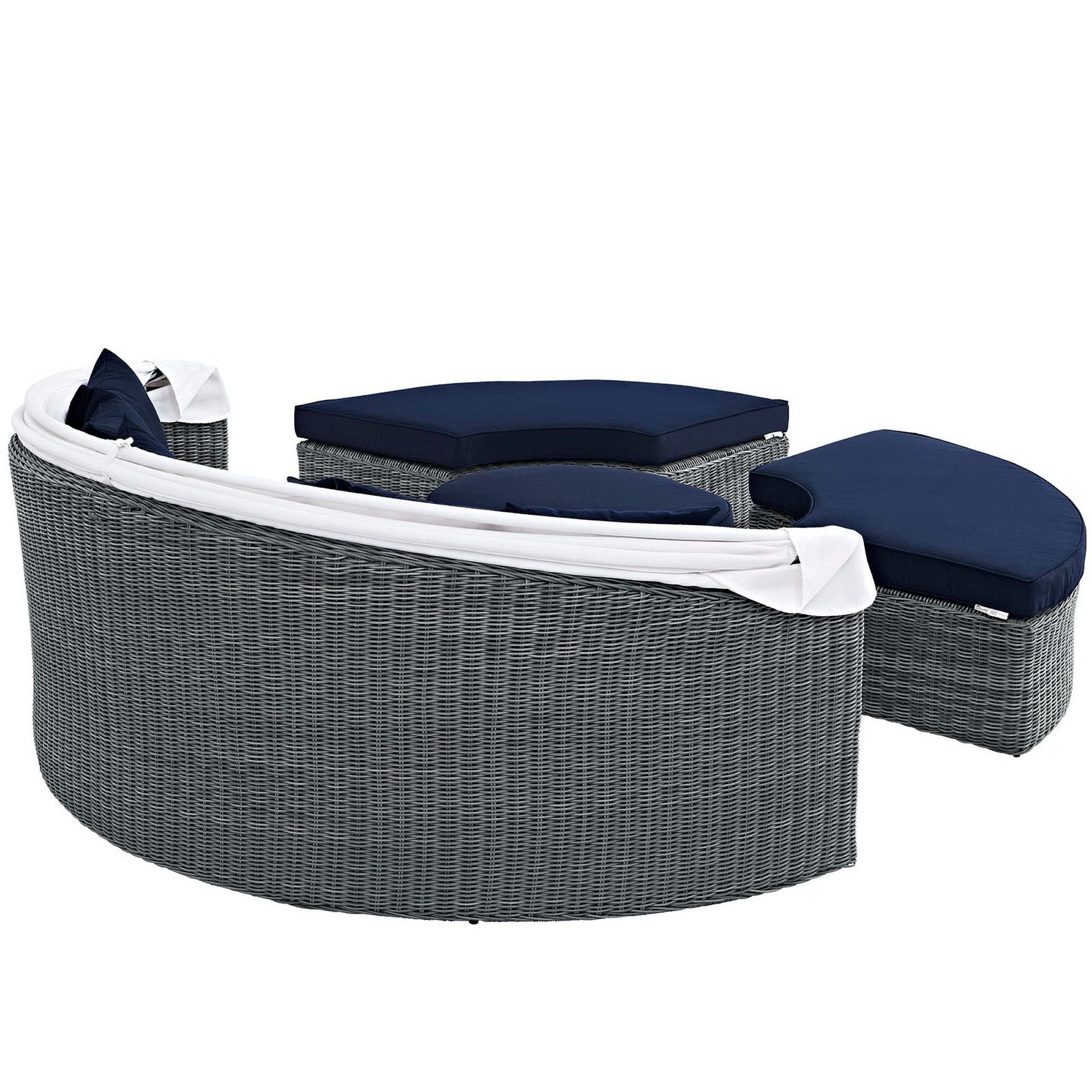 Summon Canopy Outdoor Patio Sunbrella Daybed in Canvas Navy by Modway Daybed Modway 