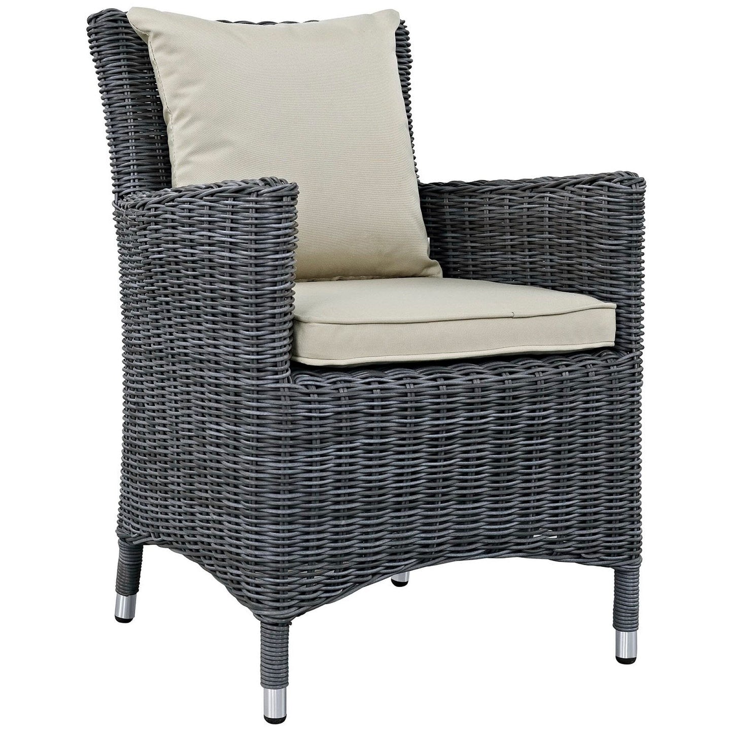 Summon Dining Outdoor Patio Sunbrella Armchair in Antique Canvas Beige by Modway Lounge Chair Modway 