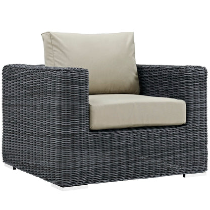 Summon Outdoor Patio Fabric Sunbrella Armchair in Canvas Antique Beige by Modway Lounge Chair Modway 