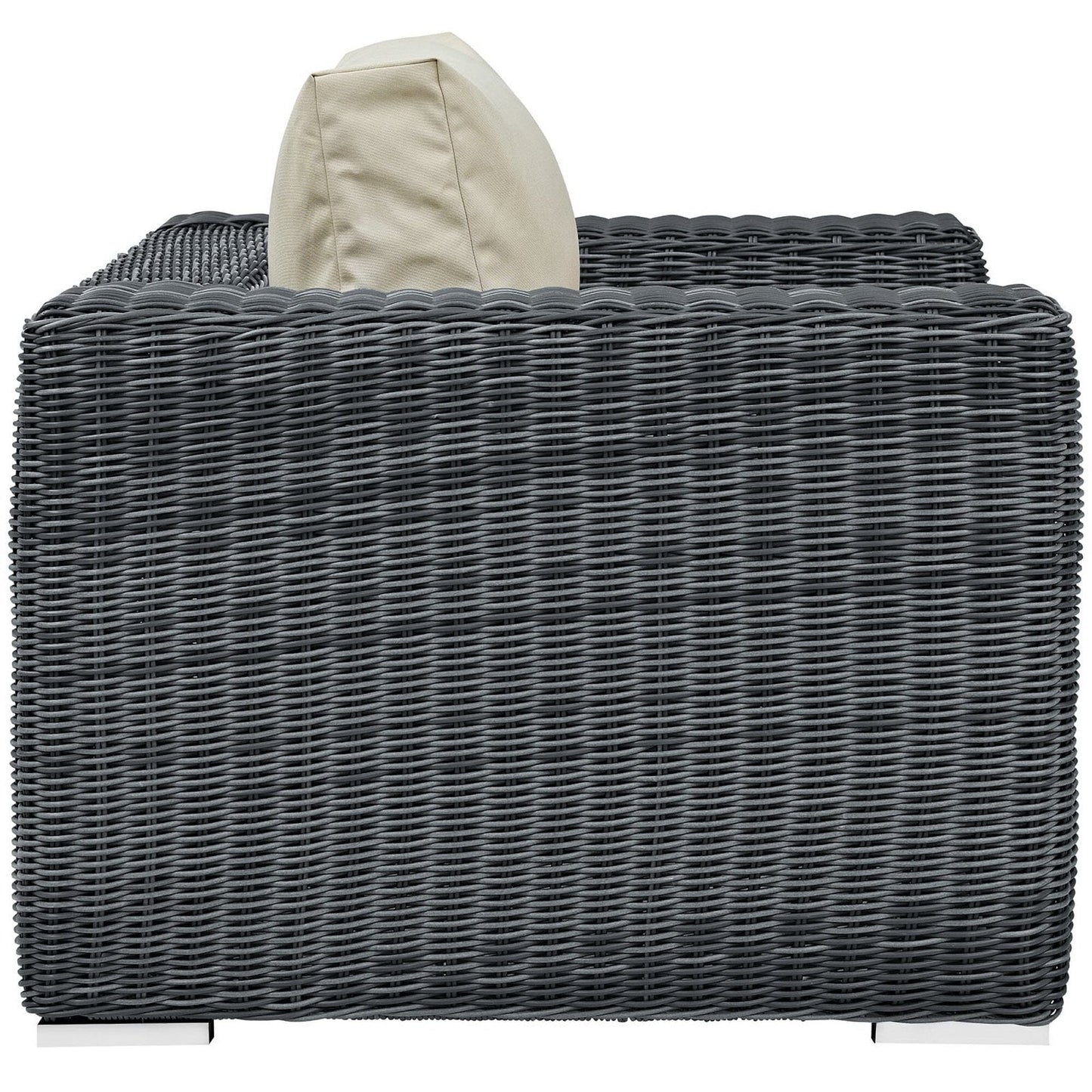Summon Outdoor Patio Fabric Sunbrella Armchair in Canvas Antique Beige by Modway Lounge Chair Modway 