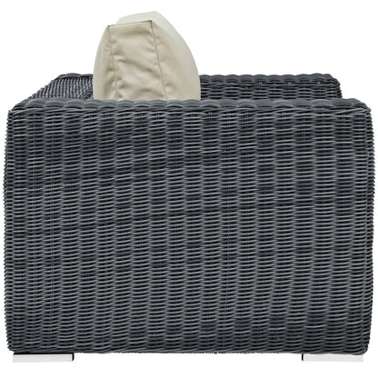 Summon Outdoor Patio Fabric Sunbrella Armchair in Canvas Antique Beige by Modway Lounge Chair Modway 