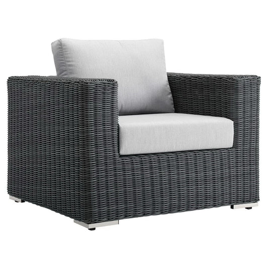Summon Outdoor Patio Fabric Sunbrella Armchair in Canvas Gray by Modway Lounge Chair Modway 