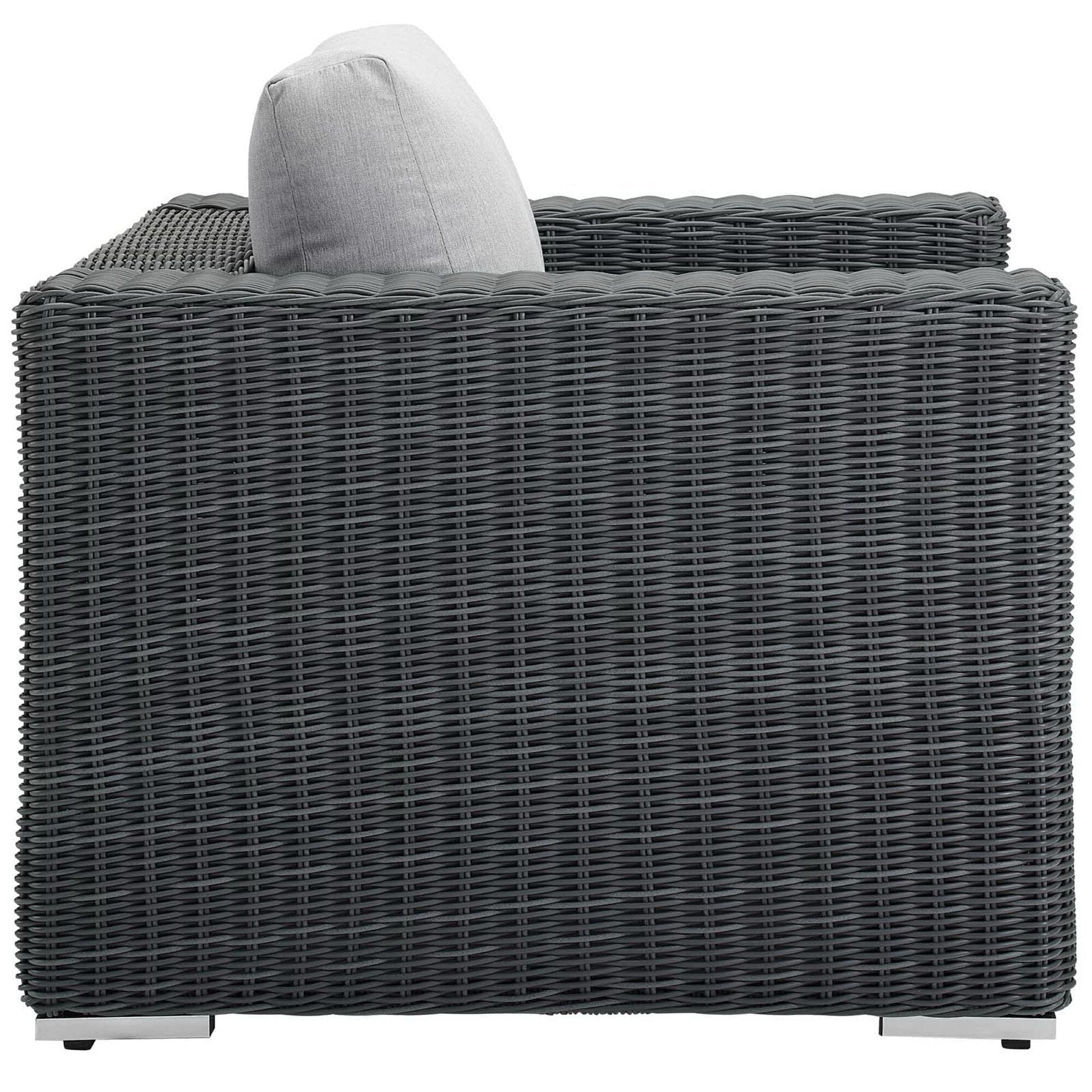 Summon Outdoor Patio Fabric Sunbrella Armchair in Canvas Gray by Modway Lounge Chair Modway 