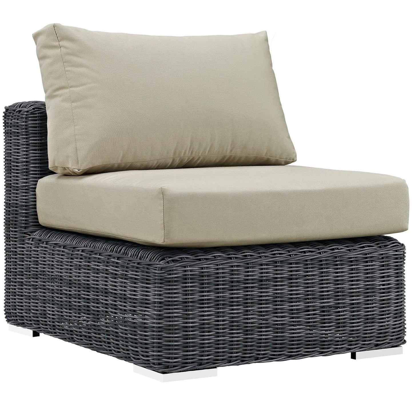Summon Outdoor Patio Sunbrella Armless in Canvas Antique Beige by Modway Sectional Piece Modway 