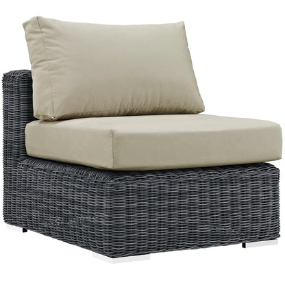 Summon Outdoor Patio Sunbrella Armless in Canvas Antique Beige by Modway Sectional Piece Modway 