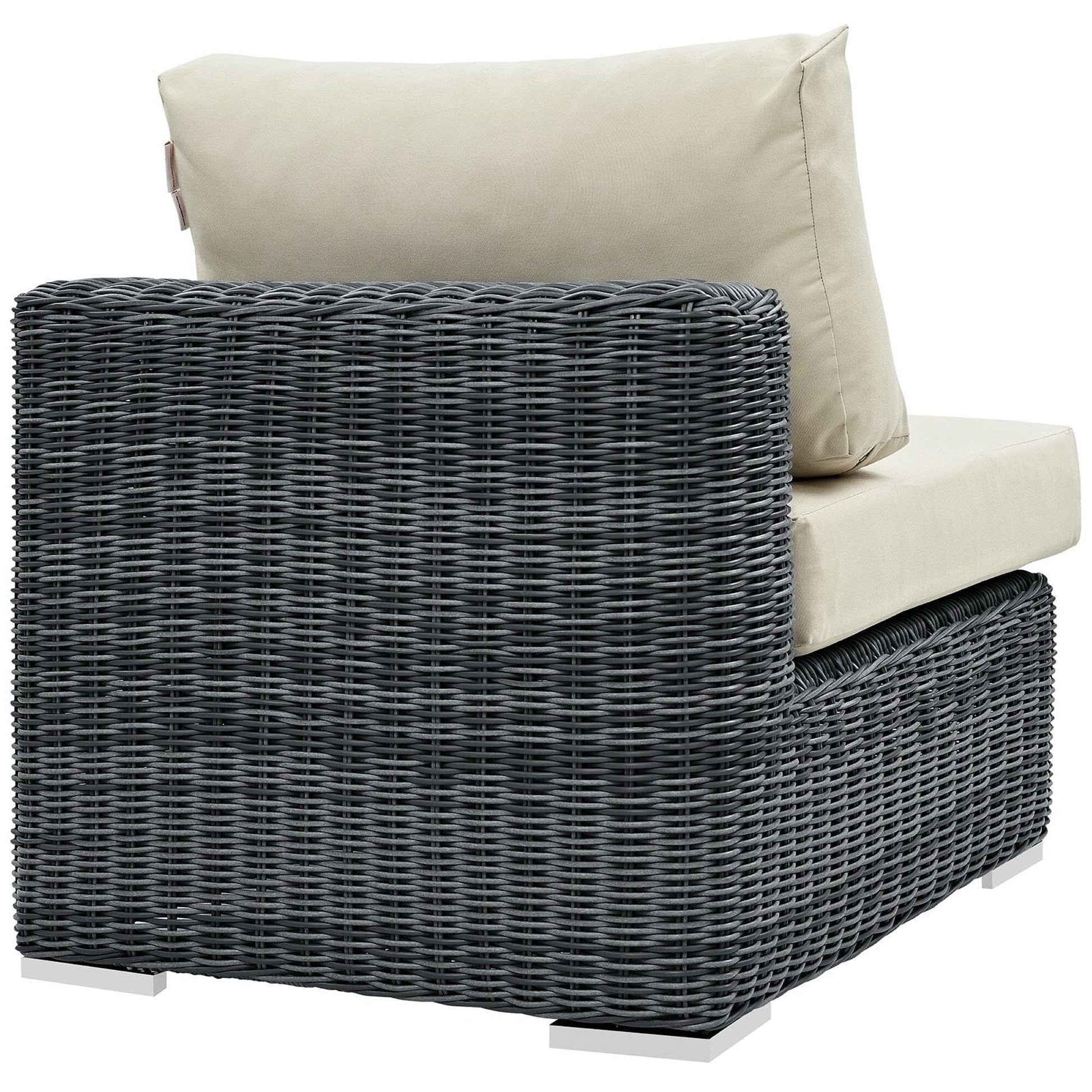 Summon Outdoor Patio Sunbrella Armless in Canvas Antique Beige by Modway Sectional Piece Modway 
