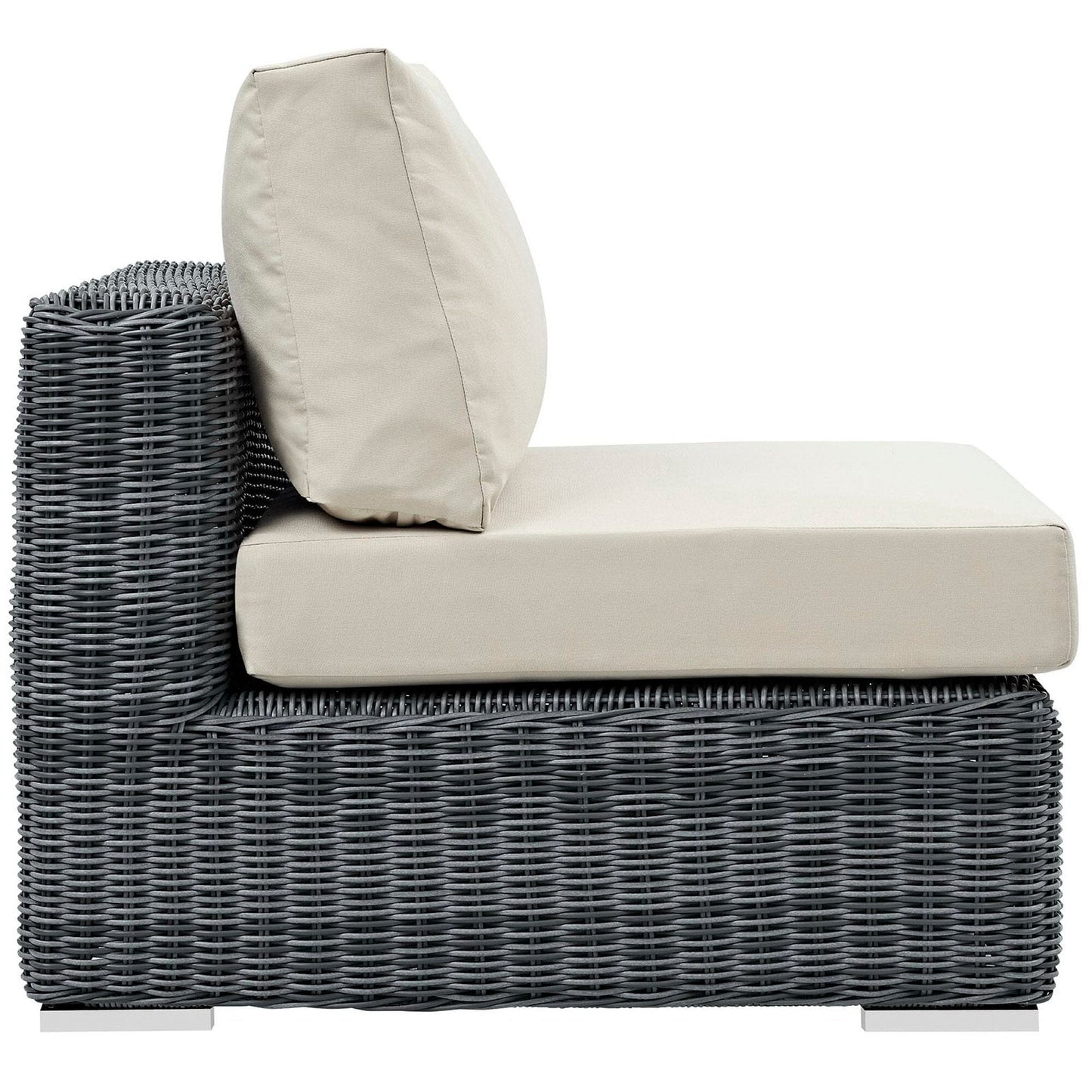 Summon Outdoor Patio Sunbrella Armless in Canvas Antique Beige by Modway Sectional Piece Modway 