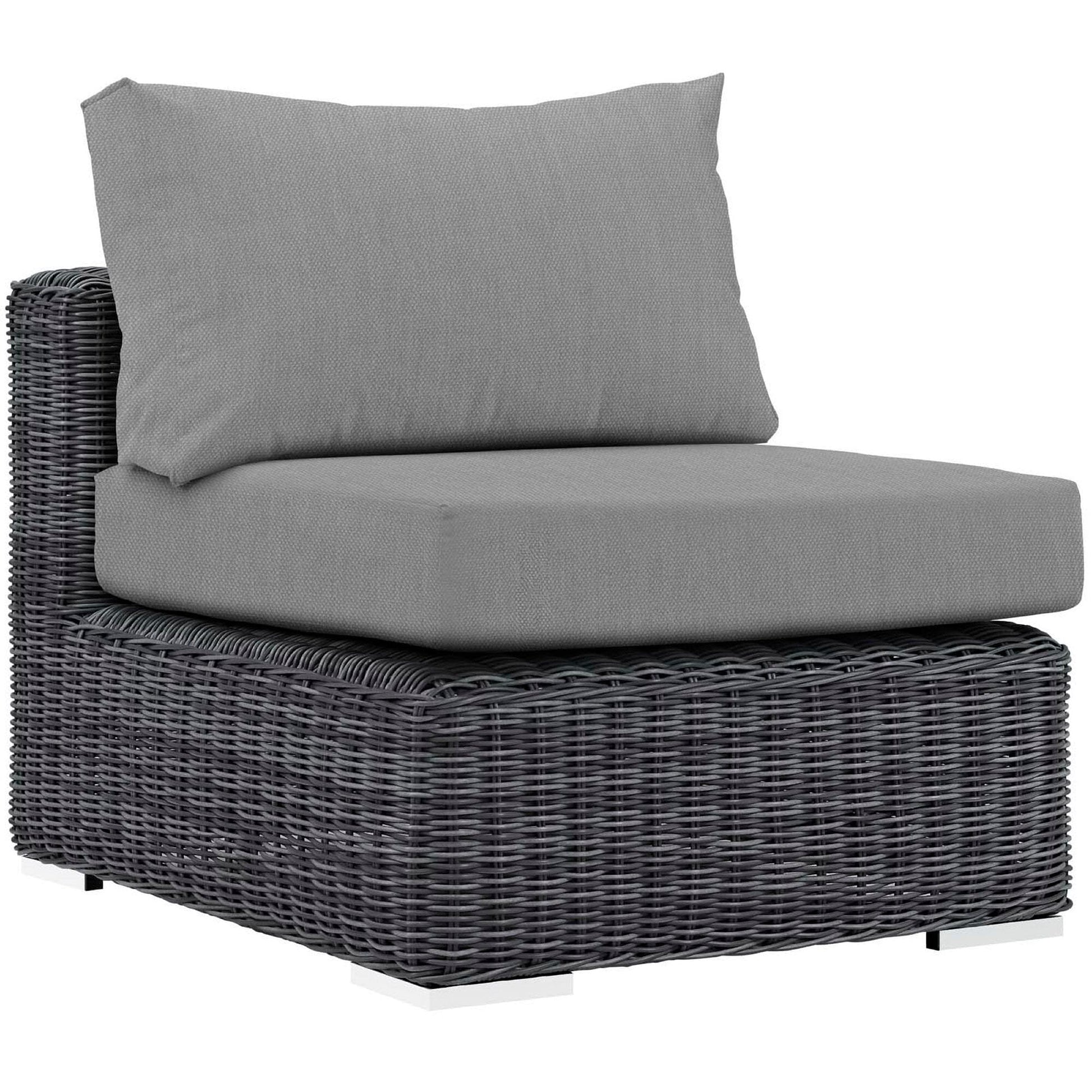 Summon Outdoor Patio Sunbrella Armless in Canvas Gray by Modway Sectional Piece Modway 