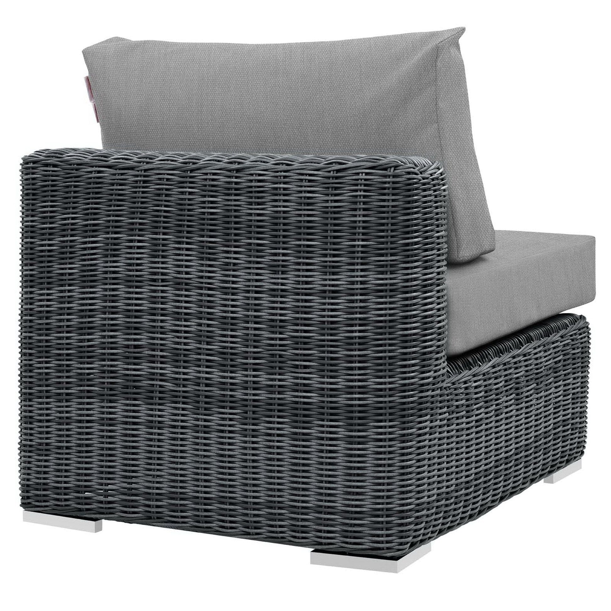 Summon Outdoor Patio Sunbrella Armless in Canvas Gray by Modway Sectional Piece Modway 
