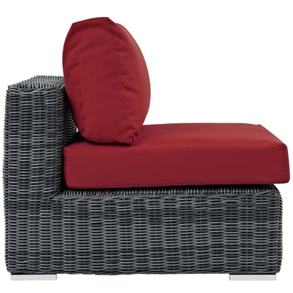 Summon Outdoor Patio Sunbrella Armless in Canvas Red by Modway Sectional Piece Modway 