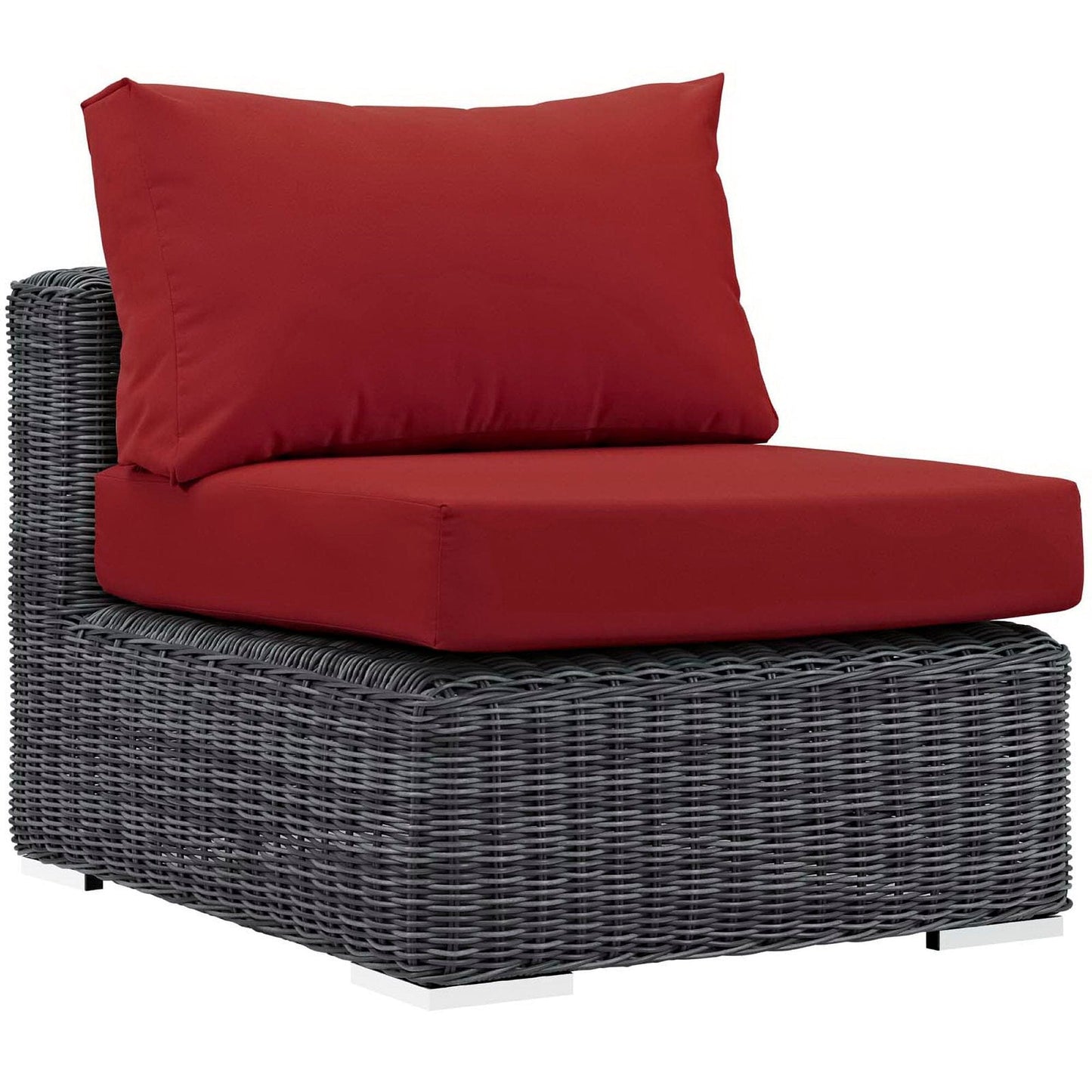 Summon Outdoor Patio Sunbrella Armless in Canvas Red by Modway Sectional Piece Modway 