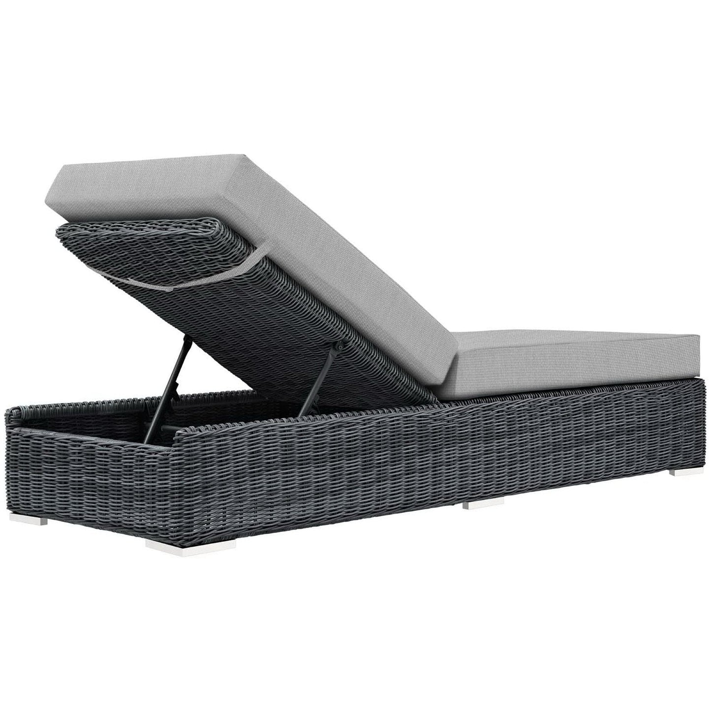 Summon Outdoor Patio Sunbrella Chaise Lounge in Canvas Gray by Modway Chaise Lounge Modway 