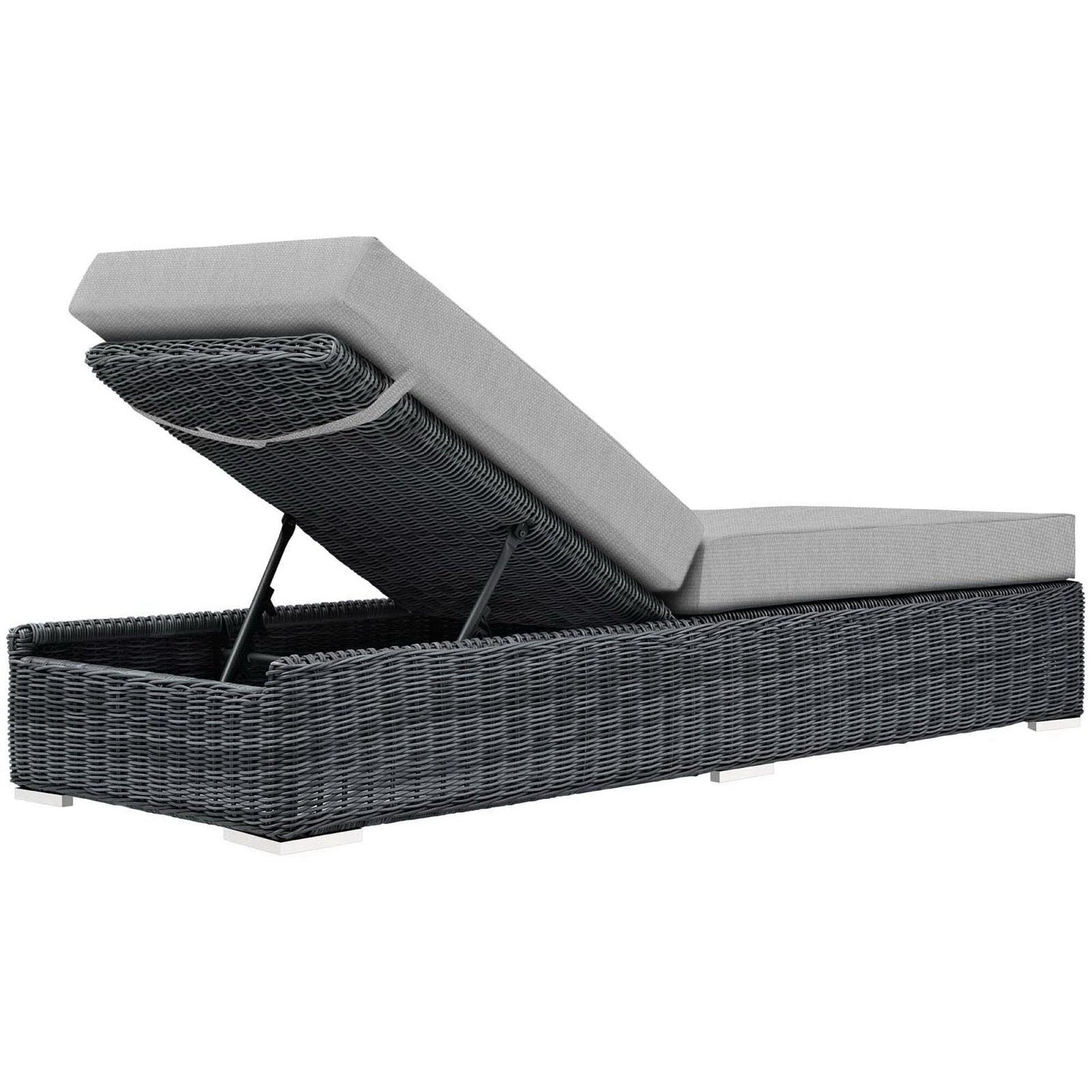Summon Outdoor Patio Sunbrella Chaise Lounge in Canvas Gray by Modway Chaise Lounge Modway 