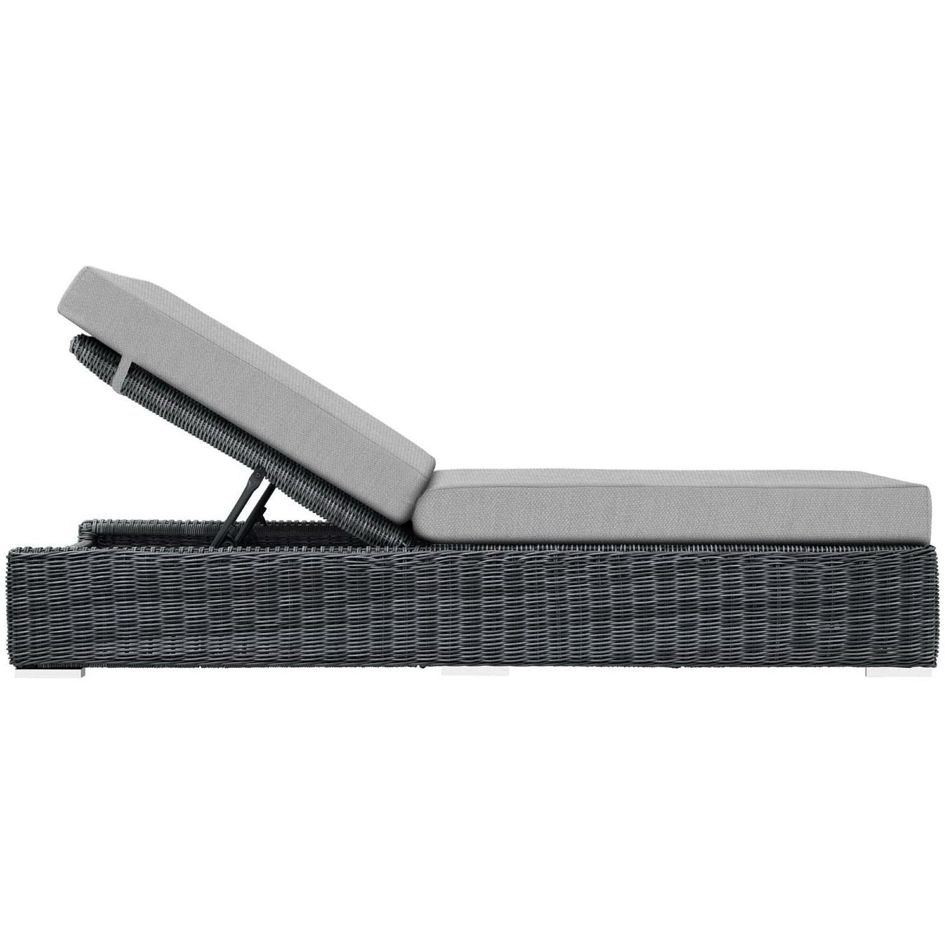 Summon Outdoor Patio Sunbrella Chaise Lounge in Canvas Gray by Modway Chaise Lounge Modway 