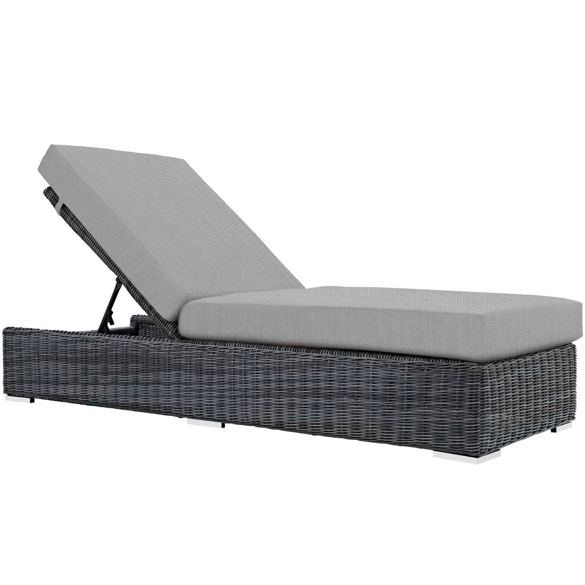 Summon Outdoor Patio Sunbrella Chaise Lounge in Canvas Gray by Modway Chaise Lounge Modway 