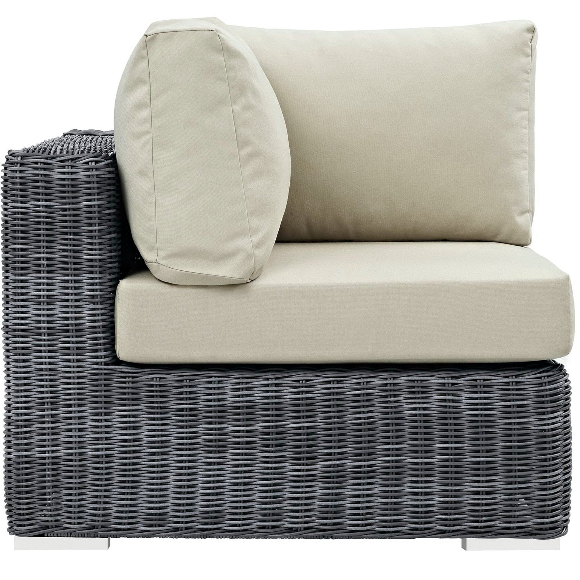 Summon Outdoor Patio Sunbrella Corner in Canvas Antique Beige by Modway Sectional Piece Modway 