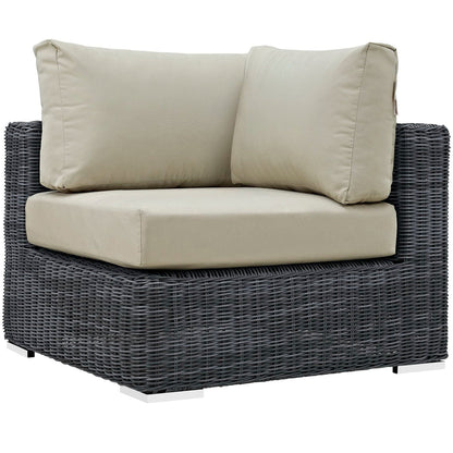 Summon Outdoor Patio Sunbrella Corner in Canvas Antique Beige by Modway Sectional Piece Modway 