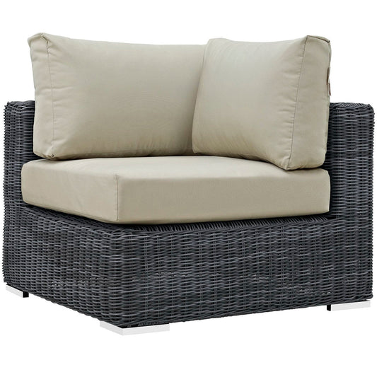 Summon Outdoor Patio Sunbrella Corner in Canvas Antique Beige by Modway Sectional Piece Modway 