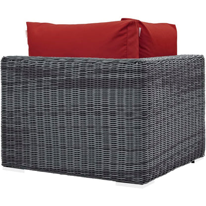 Summon Outdoor Patio Sunbrella Corner in Canvas Red by Modway Sectional Piece Modway 