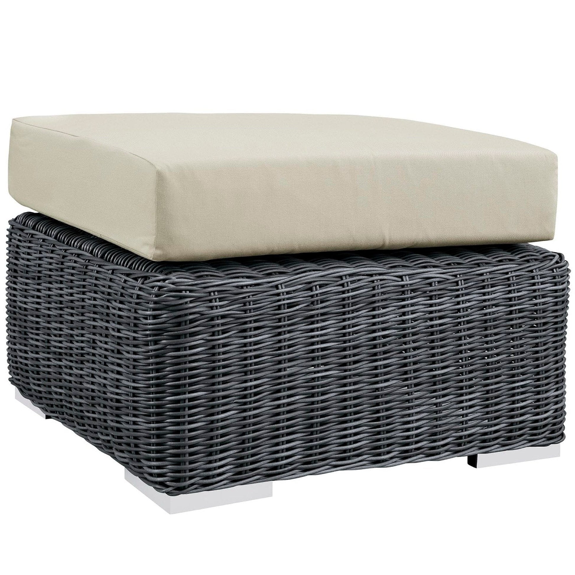 Summon Outdoor Patio Sunbrella Ottoman in Canvas Antique Beige by Modway Ottoman Modway 