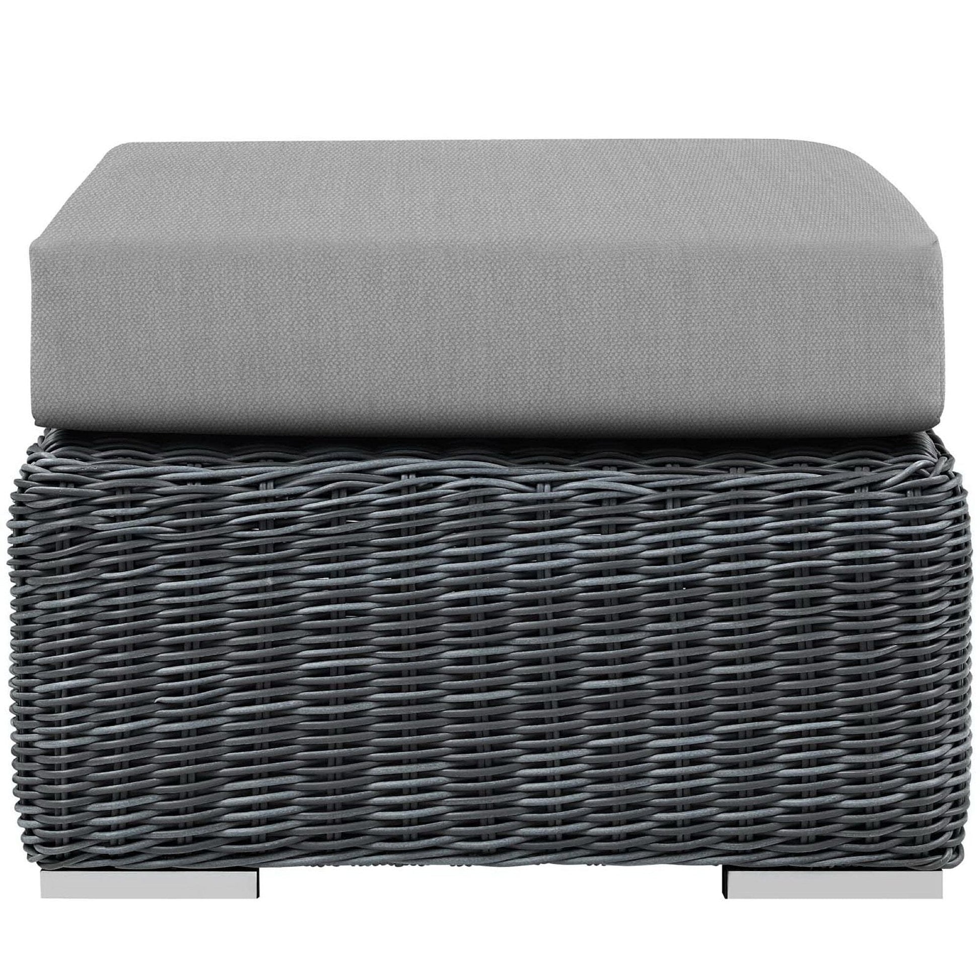 Summon Outdoor Patio Sunbrella Ottoman in Canvas Gray by Modway Ottoman Modway 