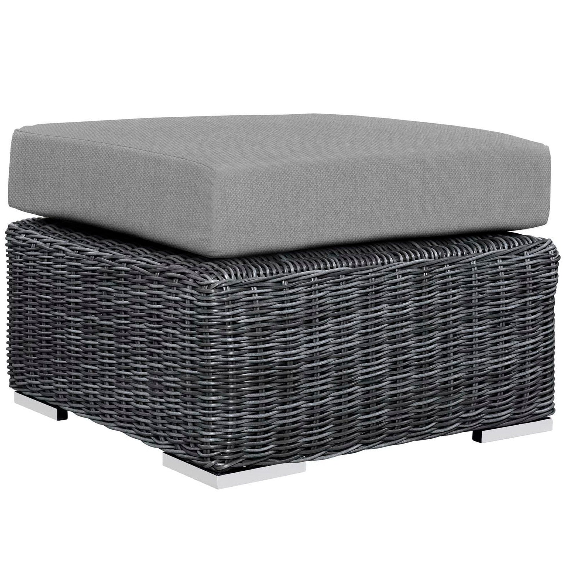 Summon Outdoor Patio Sunbrella Ottoman in Canvas Gray by Modway Ottoman Modway 