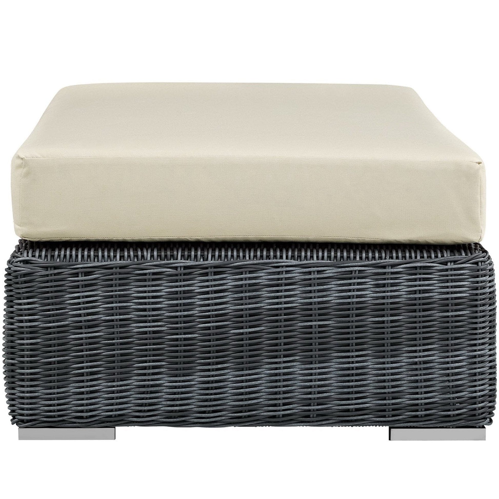 Summon Outdoor Patio Sunbrella Rectangle Ottoman in Canvas Antique Beige by Modway Ottoman Modway 