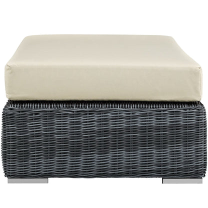 Summon Outdoor Patio Sunbrella Rectangle Ottoman in Canvas Antique Beige by Modway Ottoman Modway 