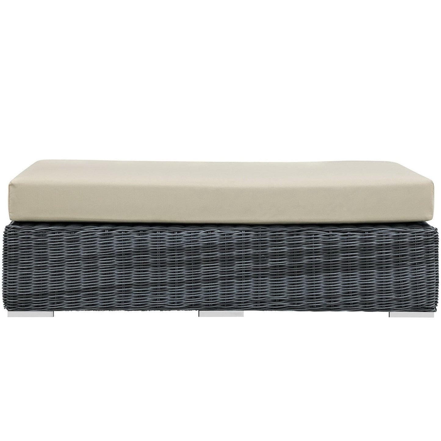 Summon Outdoor Patio Sunbrella Rectangle Ottoman in Canvas Antique Beige by Modway Ottoman Modway 
