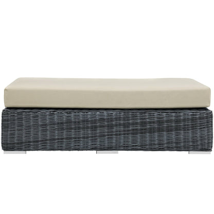 Summon Outdoor Patio Sunbrella Rectangle Ottoman in Canvas Antique Beige by Modway Ottoman Modway 