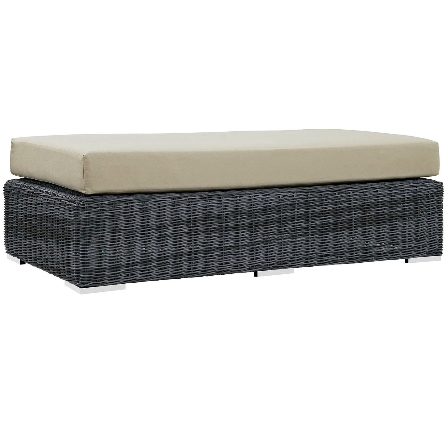 Summon Outdoor Patio Sunbrella Rectangle Ottoman in Canvas Antique Beige by Modway Ottoman Modway 