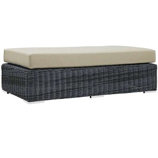 Summon Outdoor Patio Sunbrella Rectangle Ottoman in Canvas Antique Beige by Modway Ottoman Modway 