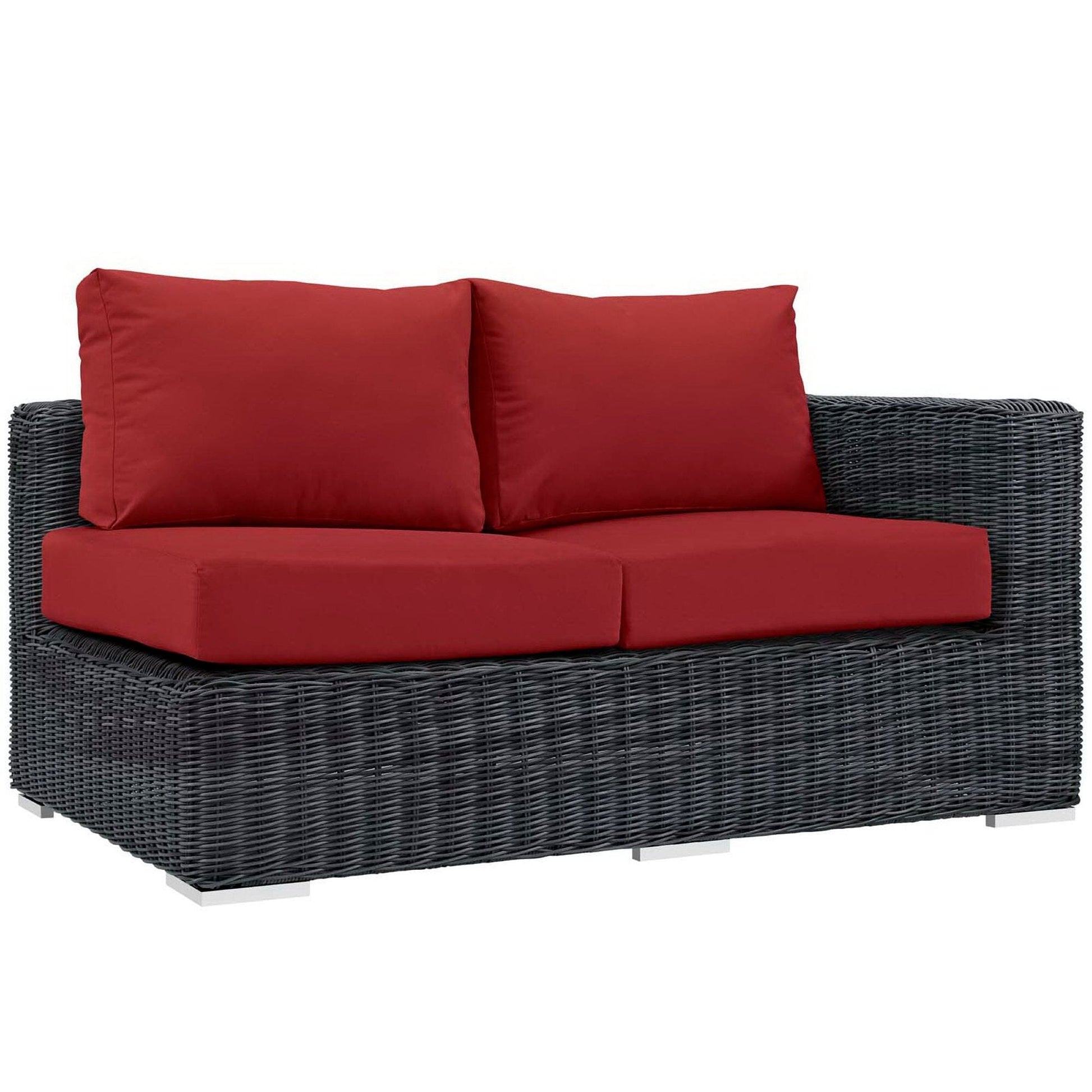 Summon Outdoor Patio Sunbrella Right Arm Loveseat in Canvas Red by Modway Sectional Piece Modway 