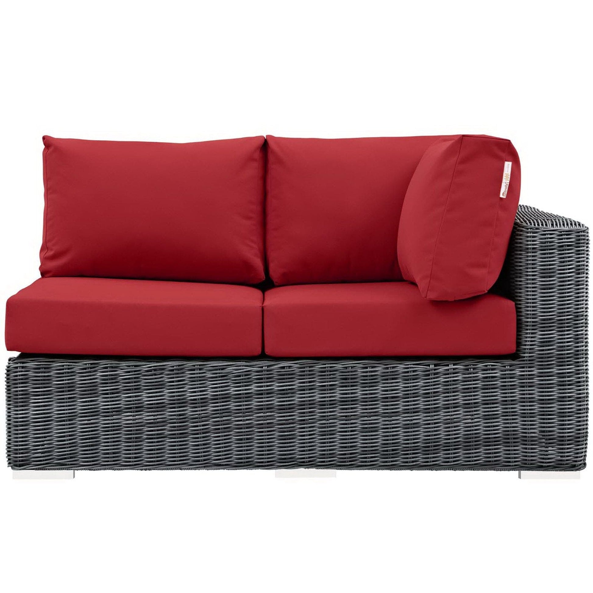 Summon Outdoor Patio Sunbrella Right Arm Loveseat in Canvas Red by Modway Sectional Piece Modway 