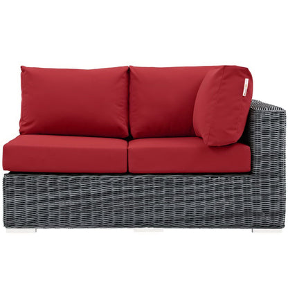 Summon Outdoor Patio Sunbrella Right Arm Loveseat in Canvas Red by Modway Sectional Piece Modway 