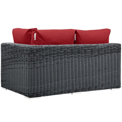 Summon Outdoor Patio Sunbrella Right Arm Loveseat in Canvas Red by Modway Sectional Piece Modway 