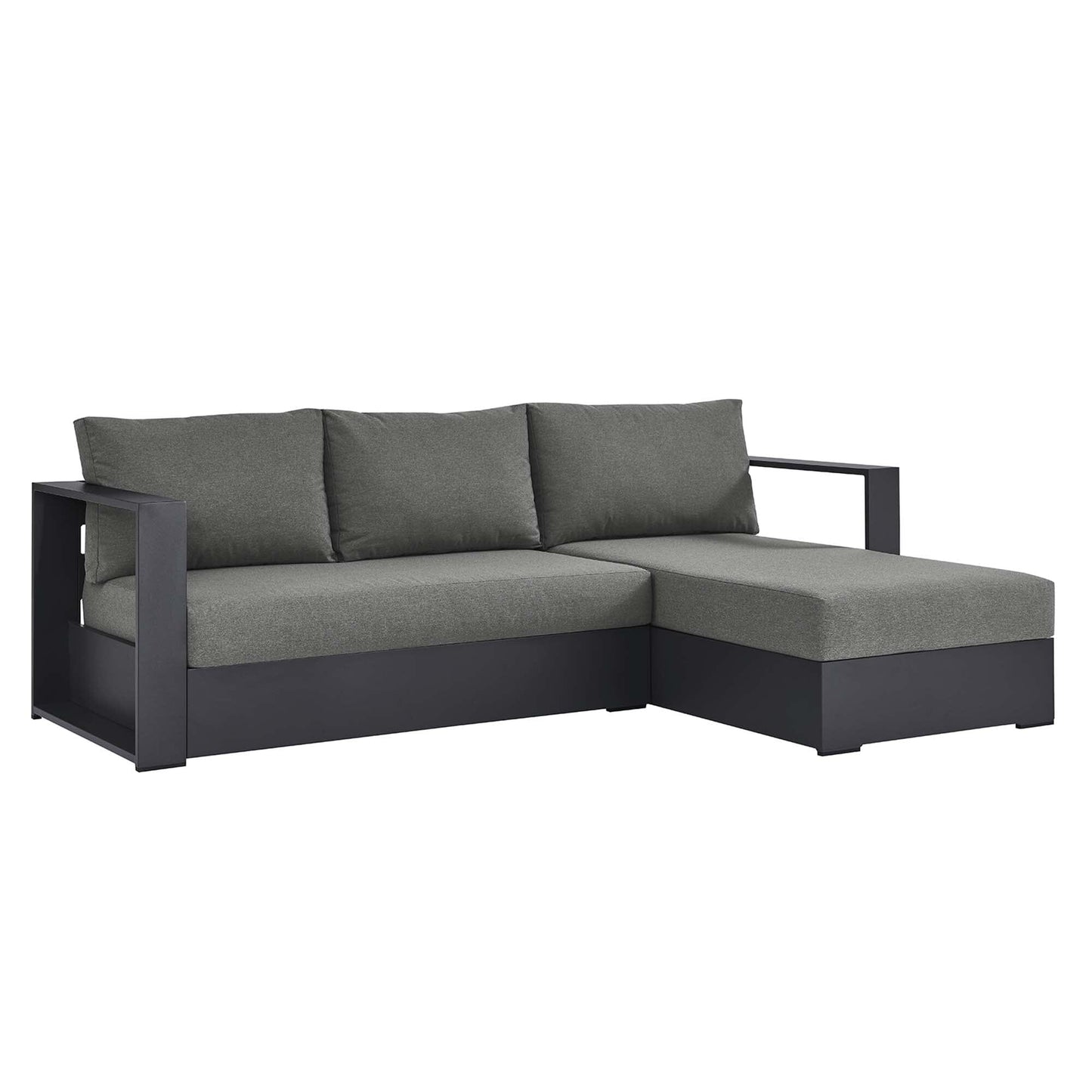 Tahoe 2-Piece Outdoor Patio Powder-Coated Aluminum Right-Facing Chaise Sectional Sofa Set in Gray Charcoal by Modway Sectional Set Modway 