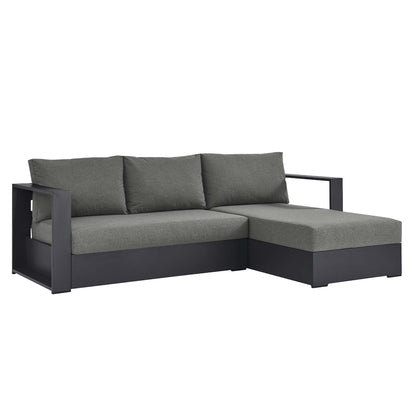 Tahoe 2-Piece Outdoor Patio Powder-Coated Aluminum Right-Facing Chaise Sectional Sofa Set in Gray Charcoal by Modway Sectional Set Modway 