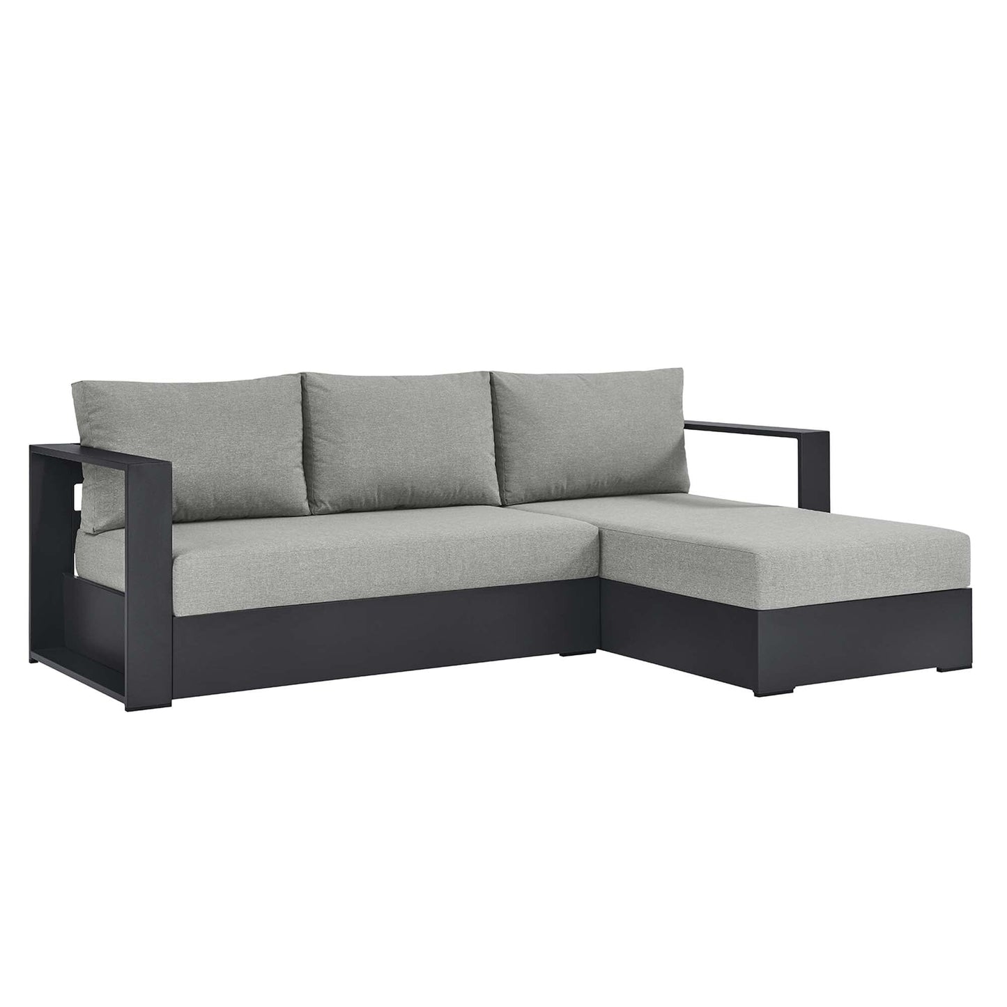 Tahoe 2-Piece Outdoor Patio Powder-Coated Aluminum Right-Facing Chaise Sectional Sofa Set in Gray Gray by Modway Sectional Set Modway 