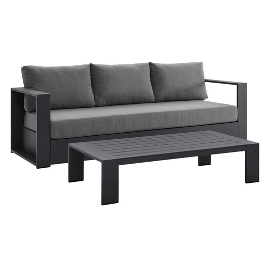 Tahoe 2-Piece Outdoor Patio Powder-Coated Aluminum Set in Gray Charcoal by Modway Sofa Modway 