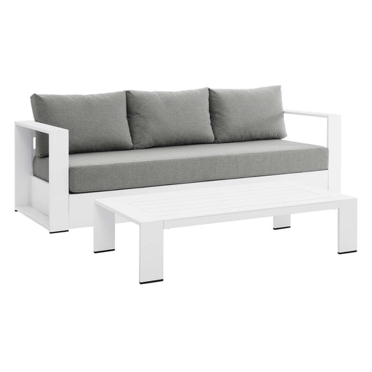 Tahoe 2-Piece Outdoor Patio Powder-Coated Aluminum Set in White Gray by Modway Sofa Modway 