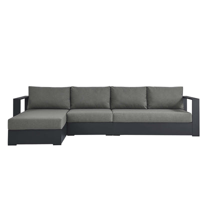 Tahoe 3-Piece Outdoor Patio Powder-Coated Aluminum Left-Facing Chaise Sectional Sofa Set in Gray Charcoal by Modway Sectional Set Modway 