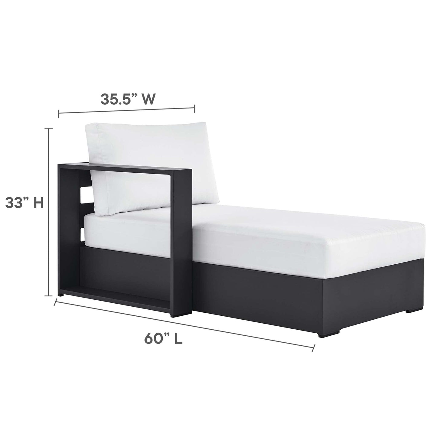 Tahoe 3-Piece Outdoor Patio Powder-Coated Aluminum Left-Facing Chaise Sectional Sofa Set in Gray White by Modway Sectional Set Modway 