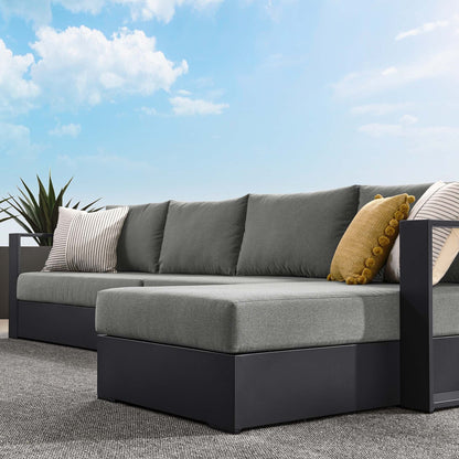 Tahoe 3-Piece Outdoor Patio Powder-Coated Aluminum Right-Facing Chaise Sectional Sofa Set in Gray Charcoal by Modway Sectional Set Modway 