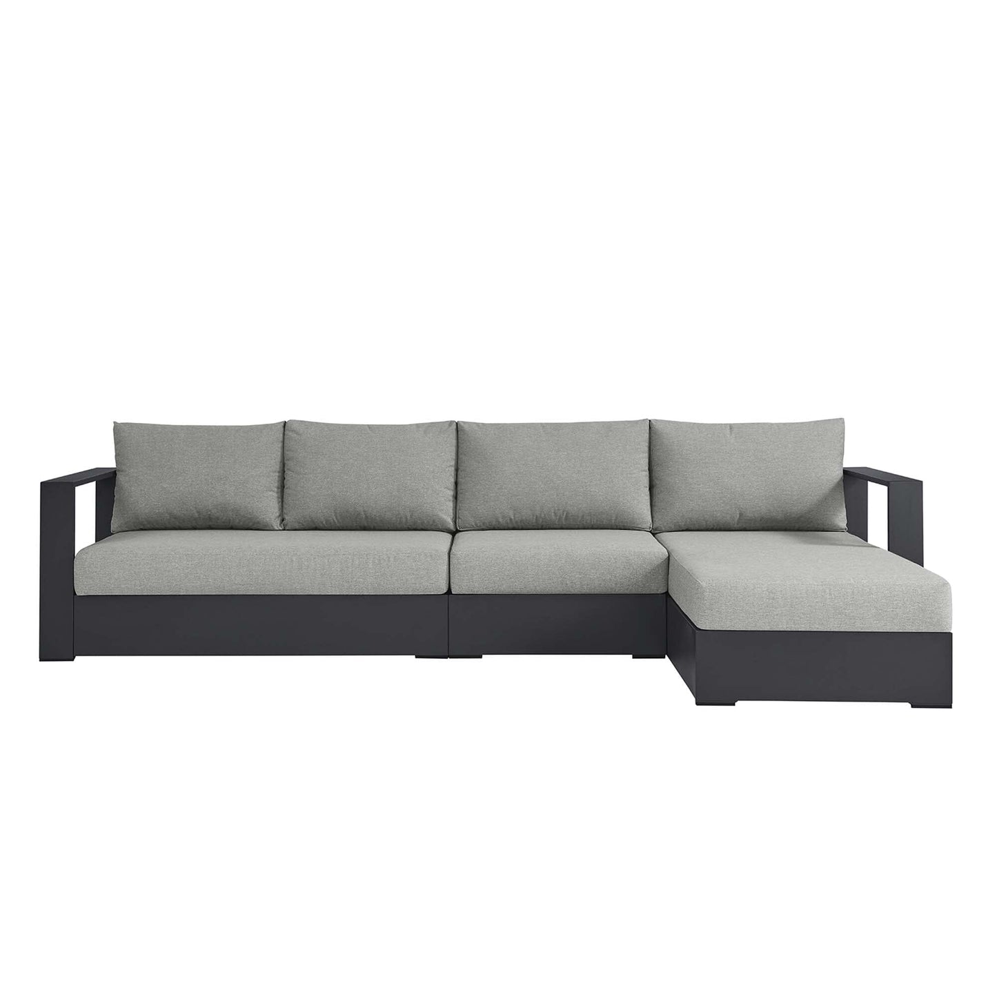 Tahoe 3-Piece Outdoor Patio Powder-Coated Aluminum Right-Facing Chaise Sectional Sofa Set in Gray Gray by Modway Sectional Set Modway 