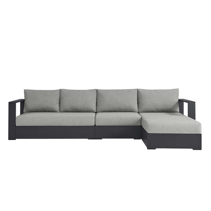 Tahoe 3-Piece Outdoor Patio Powder-Coated Aluminum Right-Facing Chaise Sectional Sofa Set in Gray Gray by Modway Sectional Set Modway 