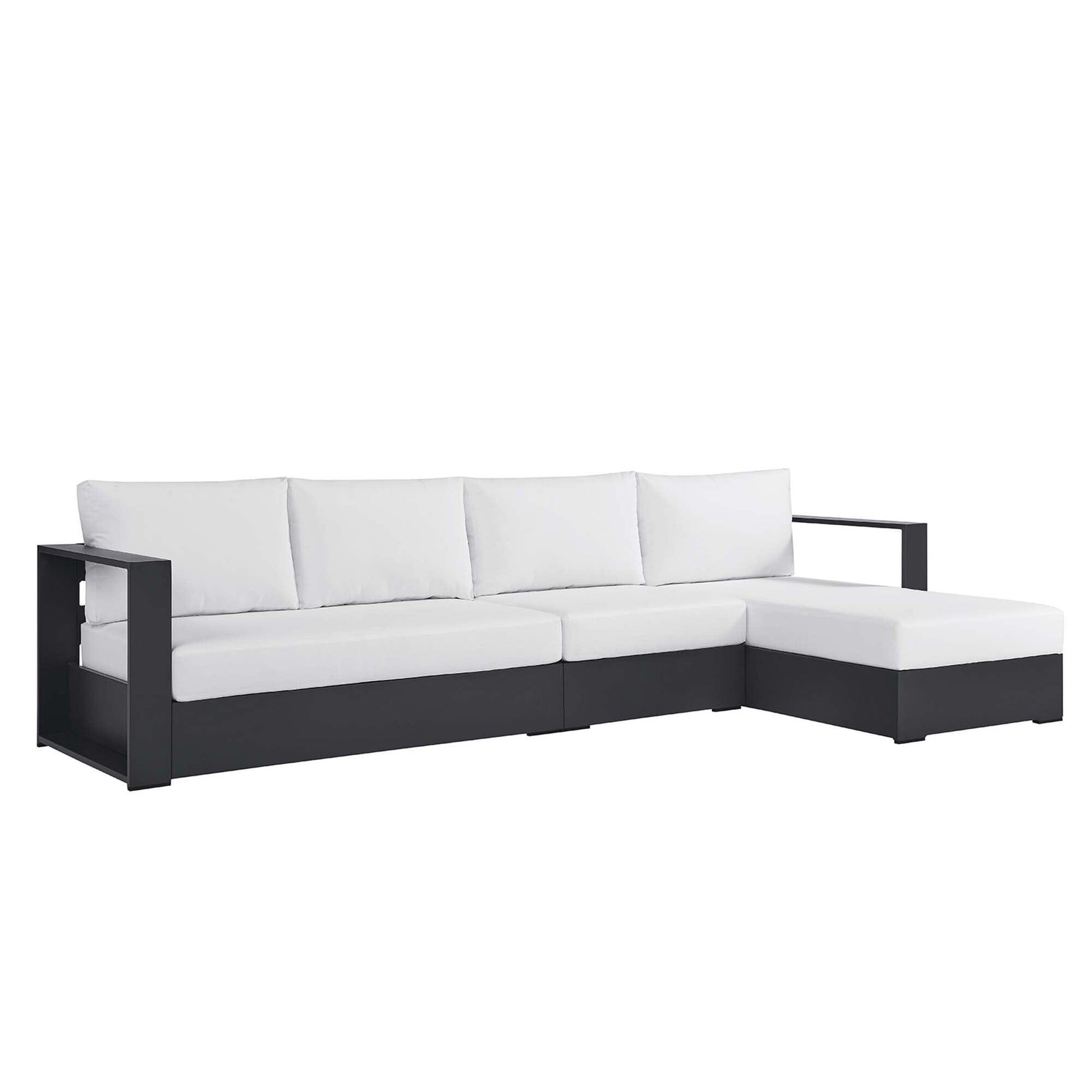 Tahoe 3-Piece Outdoor Patio Powder-Coated Aluminum Right-Facing Chaise Sectional Sofa Set in Gray White by Modway Sectional Set Modway 