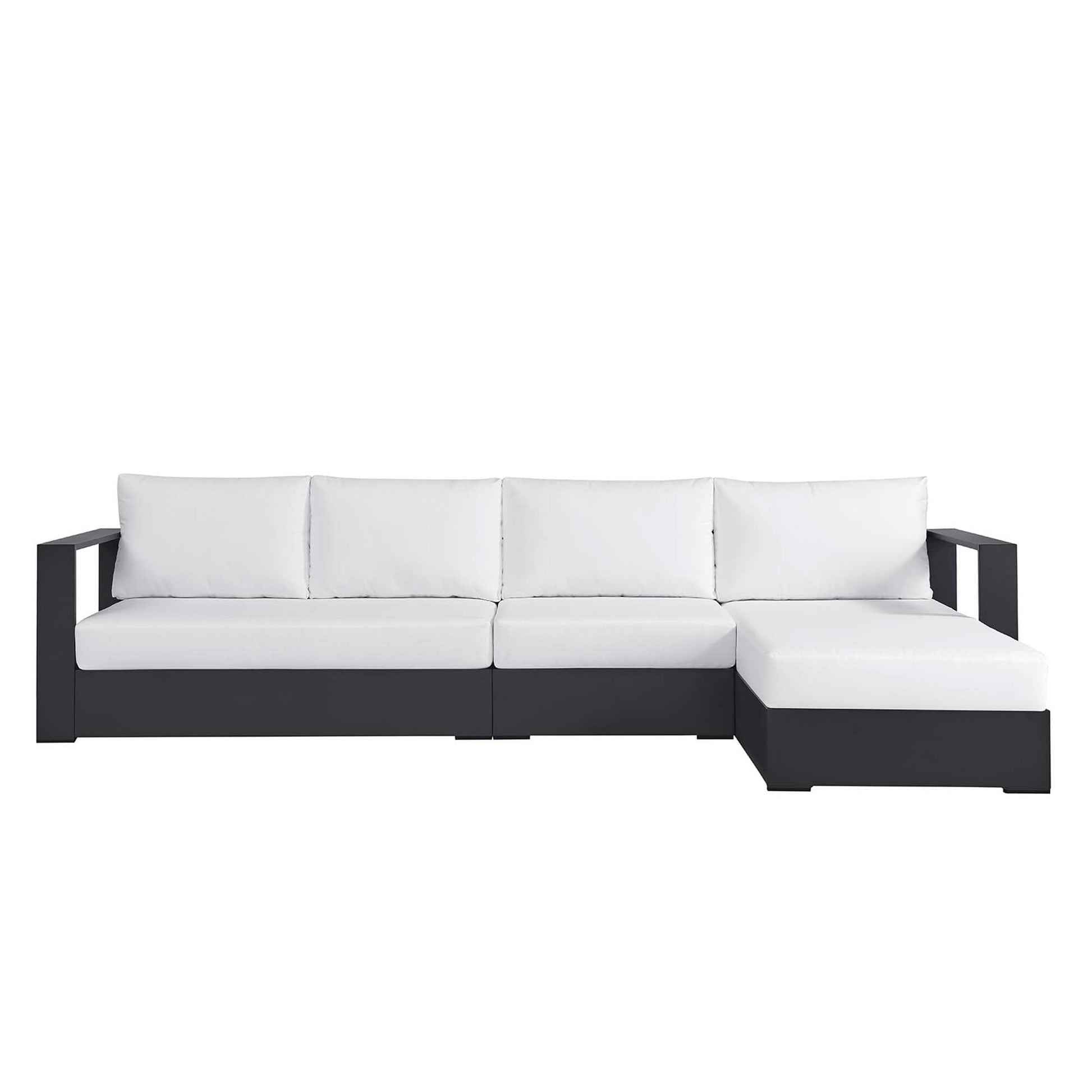Tahoe 3-Piece Outdoor Patio Powder-Coated Aluminum Right-Facing Chaise Sectional Sofa Set in Gray White by Modway Sectional Set Modway 
