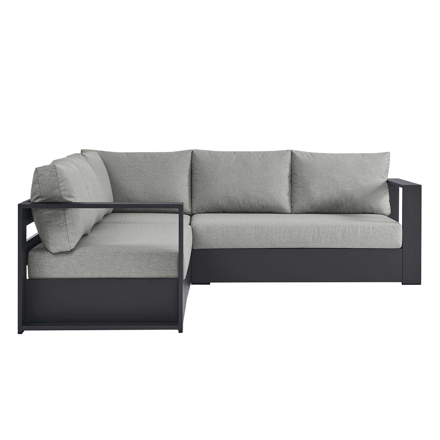 Tahoe 3-Piece Outdoor Patio Powder-Coated Aluminum Sectional Sofa Set in Gray Gray by Modway Sectional Set Modway 
