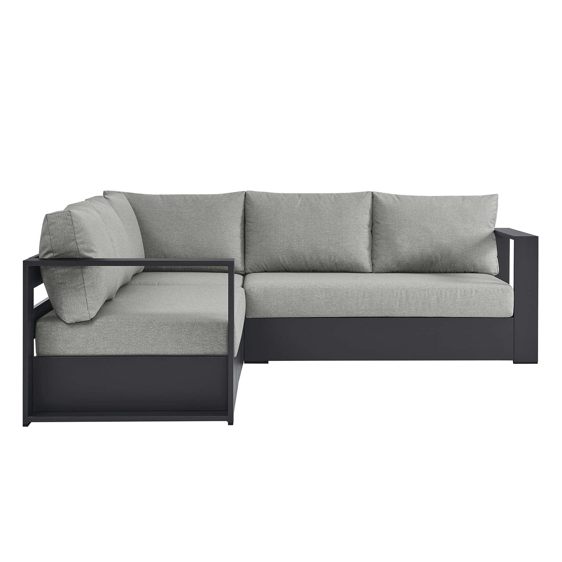 Tahoe 3-Piece Outdoor Patio Powder-Coated Aluminum Sectional Sofa Set in Gray Gray by Modway Sectional Set Modway 